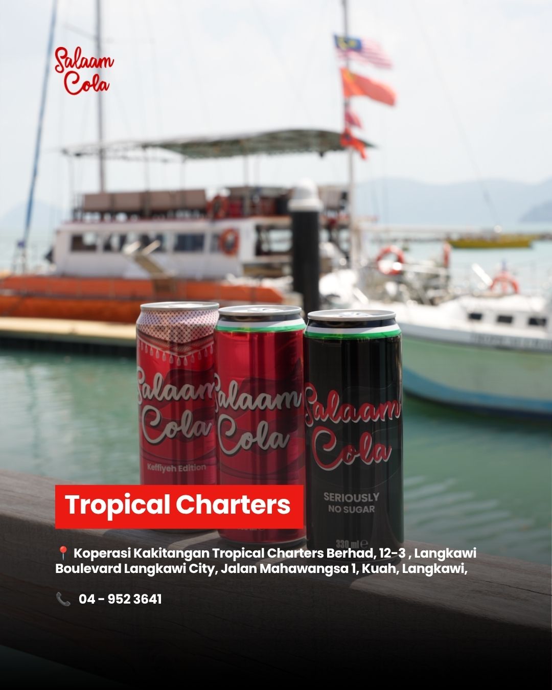 Tropical Charters — Koperasi Kakitangan Tropical Charters Berhad, 12-3, Langkawi Boulevard Langkawi City, Jalan Mahawangsa 1, Kuah, Langkawi. Contact: 04-952 3641