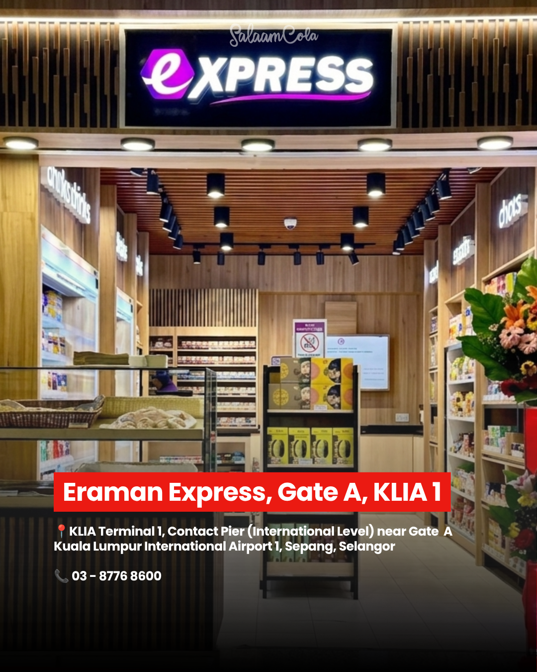 Eraman Express, Gate A, KLIA 1 — KLIA Terminal 1, Contact Pier (International Level) near Gate A, Sepang, Selangor. Contact: 03-8776 8600